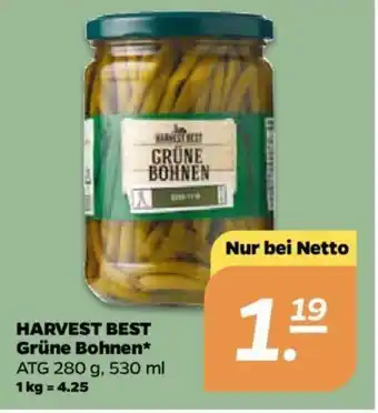 NETTO Harvest Best Grüne Bohnen 530ml Angebot