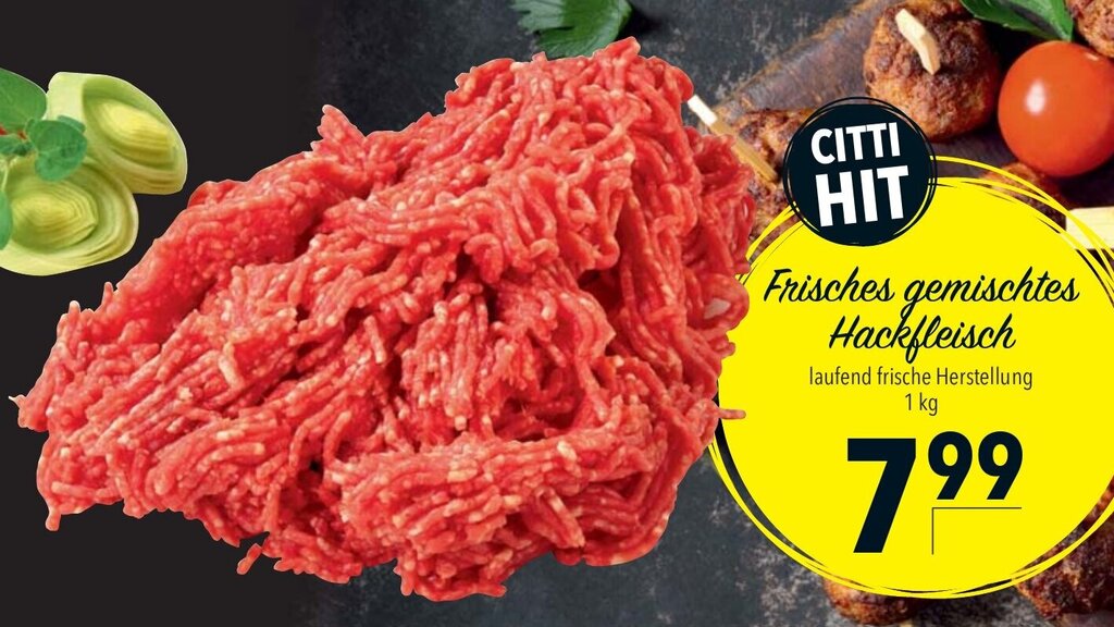 Frisches gemischtes Hackfleisch 1kg Angebot bei CITTI Markt