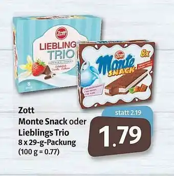 Markant Zott Monte Snack Oder Lieblings Trio Angebot