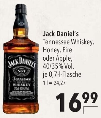 CITTI Markt Jack Daniel's Tennessee Whiskey, Honey, Fire oder Apple, 700ml Angebot