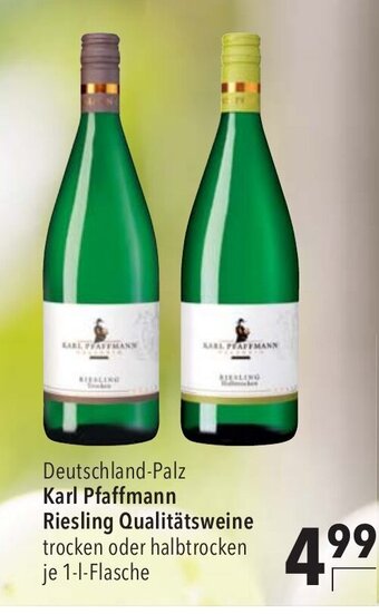 CITTI Markt Karl Pfaffmann Riesling Qualitätsweine trocken oder halbtrocken je 1-L Angebot