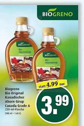 Markant Biogreno Bio Original Kanadischer Ahorn-sirup Canada Grade A Angebot