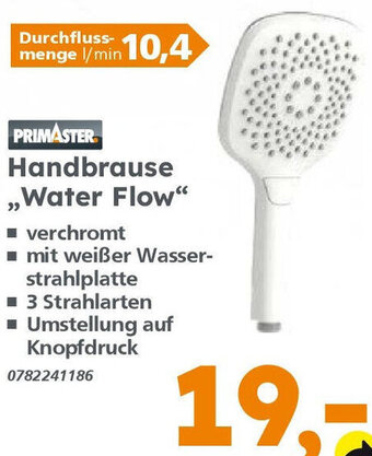 Globus Baumarkt PRIMASTER Handbrause ,,Water Flow" Angebot