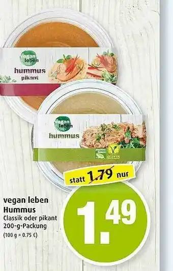 Markant Vegan Leben Hummus Angebot