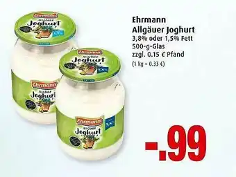 Markant Ehrmann Allgäuer Joghurt Angebot