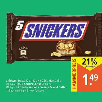 Marktkauf Snickers, Twix Oder Snickers Creamy Peanut Butter Angebot