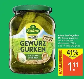 Marktkauf Kühne Gewürzgurken Mit Feinen Gewürzen Angebot