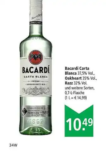 Marktkauf Bacardi Carta Blanca, Oakheart, Razz Angebot