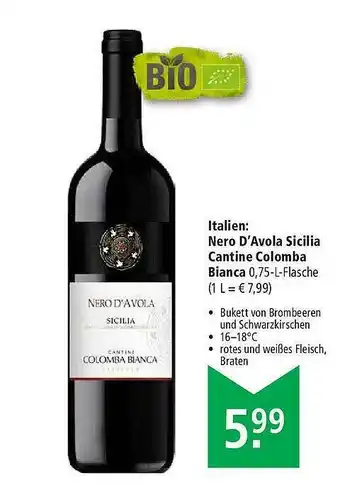 Marktkauf Nero D'avola Sicilia Cantine Colomba Bianca Angebot