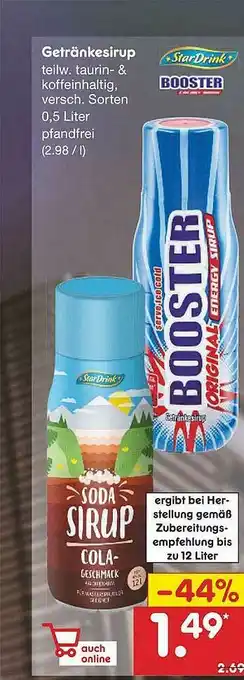 Netto Marken-Discount Getränkesirup Stardrink Oder Booster Angebot