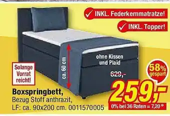 Opti Wohnwelt Boxspringbett Bezug Stoff Anthrazit Angebot