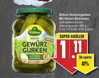 Scheck-in-Center Kühne Gewürzgurken Mit Feinen Gewürzen Angebot