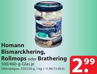 Famila Nord Ost Homann Bismarckhering, Rollmops oder Brathering 500/460-g-Glas Angebot