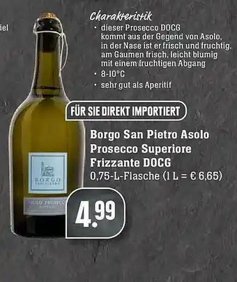 Scheck-in-Center Borgo San Pietro Asolo Prosecco Superiore Frizzante Docg Angebot