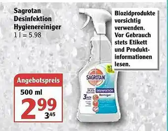 Globus Sagrotan Desinfektion Hygienereiniger Angebot