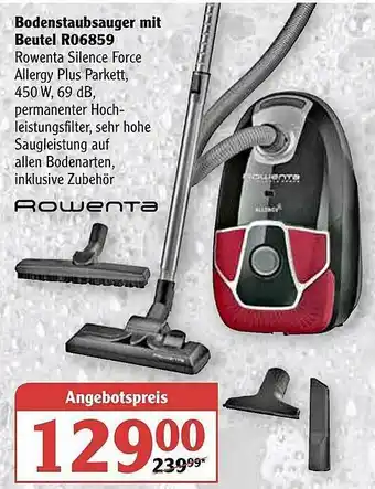 Globus Rowenta Bodenstaubsauger Mit Beutel R06859 Angebot