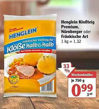 Globus Henglein Kloßteig Premium, Nürnberger Oder Fränkische Art Angebot