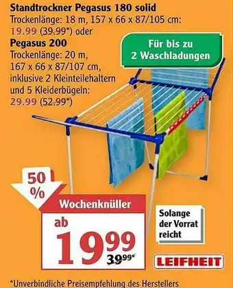 Globus Leifheit Standtrockner Pegasus 180 Solid Oder Pegasus 200 Angebot