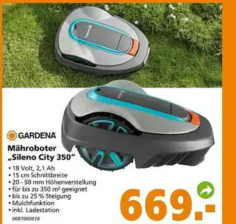 Globus Baumarkt Gardena Mähroboter „sileno City 350” Angebot