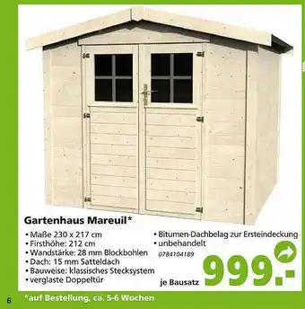 Globus Baumarkt Gartenhaus Mareuil Angebot