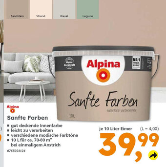 Globus Baumarkt Alpina Sanfte Farben 10L Angebot