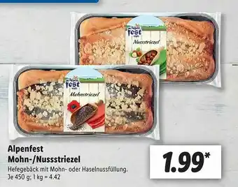 Lidl Alpenfest Mohn- Nussstriezel Angebot