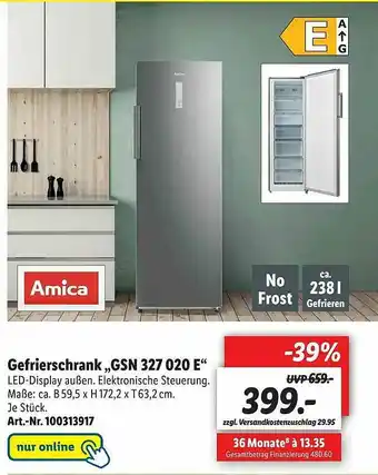 Lidl Amica Gefrierschrank Gsn 327 020 E Angebot