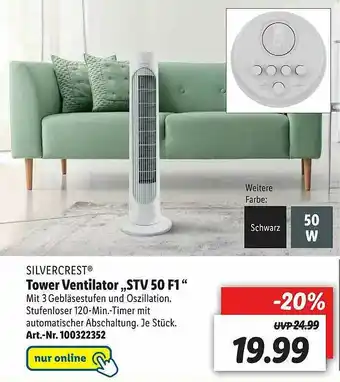 Lidl Silvercrest Tower Ventilator Stv 50 F1 Angebot