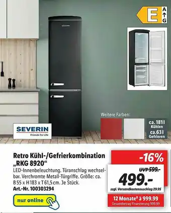 Lidl Severin Retro Kïhl-gefrierkkombination Rkg8920 Angebot