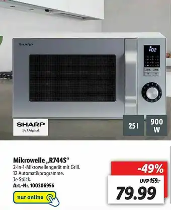 Lidl Sharp Mikrowelle R744s Angebot