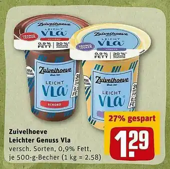 REWE Zuivelhoeve Leichter Genuss Vla Angebot