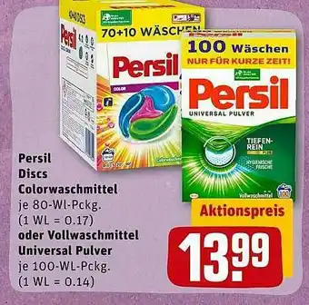 REWE Persil Discs Colorwaschmittel Oder Vollwaschmittel Universal Pulver Angebot