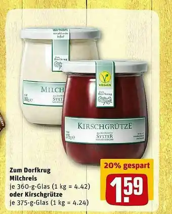 REWE Zum Dorfkrug Milchreis Oder Kirschgrütze Angebot