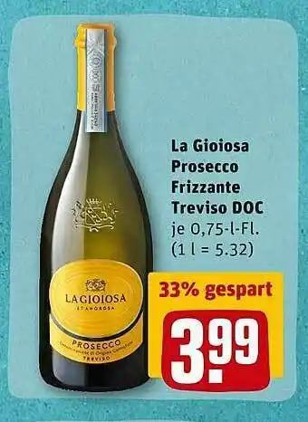 REWE La Gioiosa Prosecco Frizzante Treviso DOC Angebot