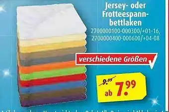 ROLLER Jersey Oder Frotteespannbettlaken Angebot