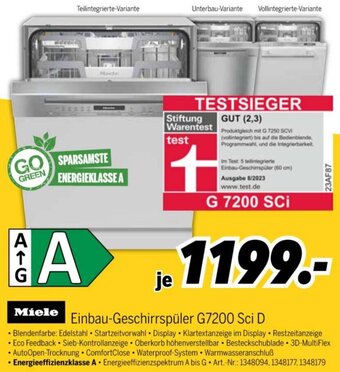 MEDIMAX Miele Einbau-Geschirrspüler G7200 Sci D Angebot