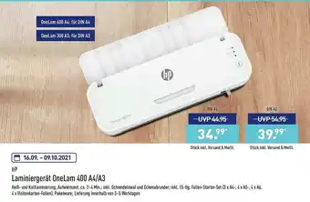 Aldi Nord Hp Laminiergerät Onelam 400 A4 Oder A3 Angebot