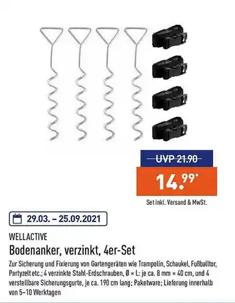 Aldi Nord Wellactive Bodenanker, Verzinkt 4er-set Angebot