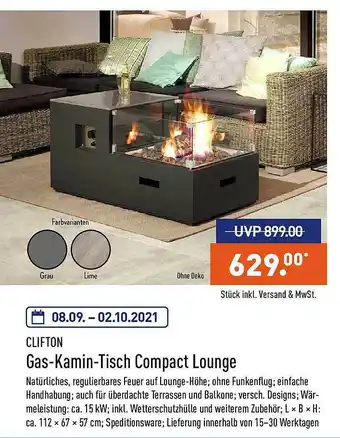 Aldi Nord Clifton Gas-kamin-tisch Compact Lounge Angebot