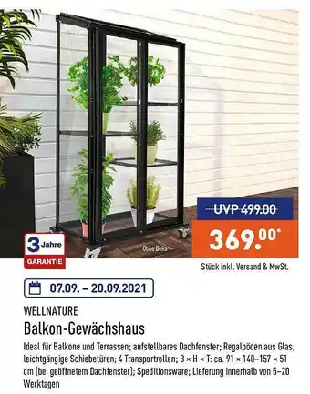 Aldi Nord Wellnature Balkon-gewächshaus Angebot