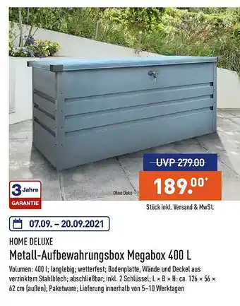 Aldi Nord Home Deluxe Metall-aufbewahrungsbox Megabox 400 L Angebot