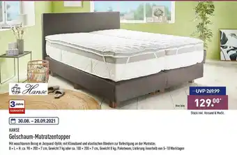 Aldi Nord Hanse Gelschaum-matratzentopper Angebot