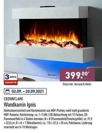 Aldi Nord Crownflame Wandkamin Ignis Angebot