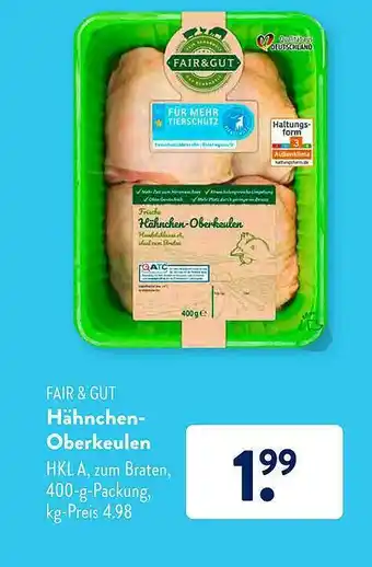 Aldi Süd Fair & Gut Hähnchen-oberkeulen Angebot