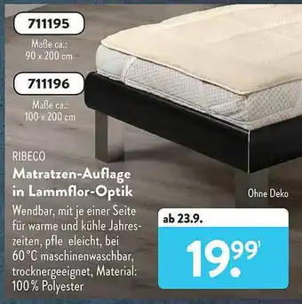 Aldi Süd Ribeco Matratzen-auflage In Lammflor-optik Angebot