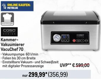 METRO Caso Design Kammer Vakuumierer VacuChef 70 Angebot