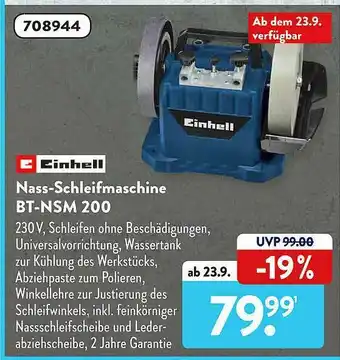 Aldi Süd Einhell Nass-schleifmaschine Bt-nsm 200 Angebot