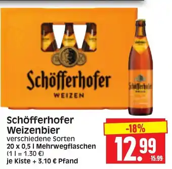 Edeka Herkules Schöfferhofer Weizenbier 20x0,5L Angebot