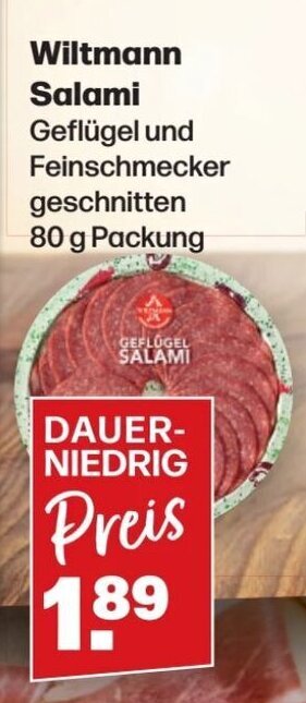 Handelshof Wiltmann Salami 80 g Packung Angebot