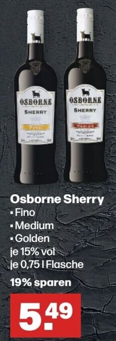 Handelshof Osborne Sherry 0,75 l Flasche Angebot